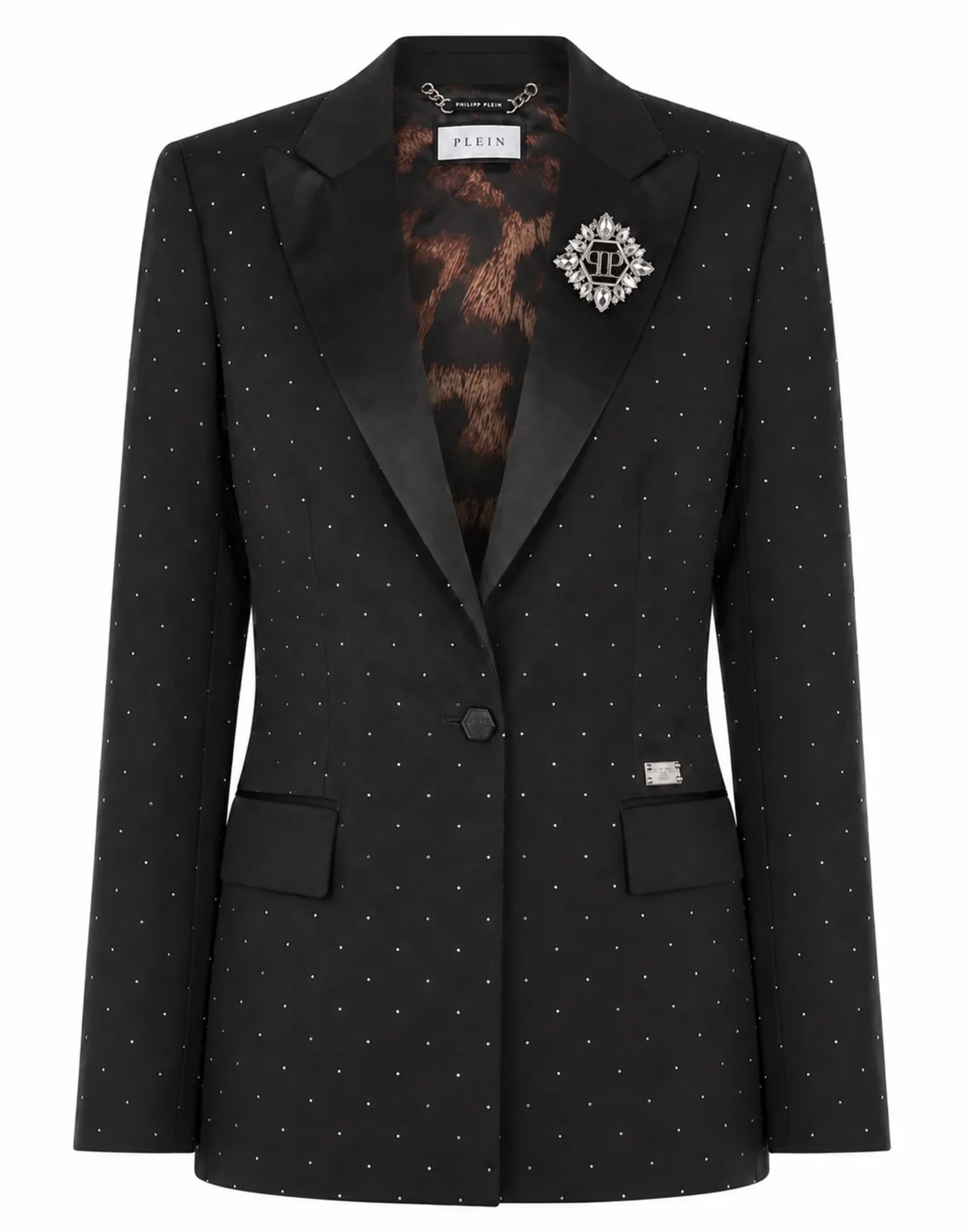 Boyfriend Fit Blazer Crystal Strass, цвет: Черный