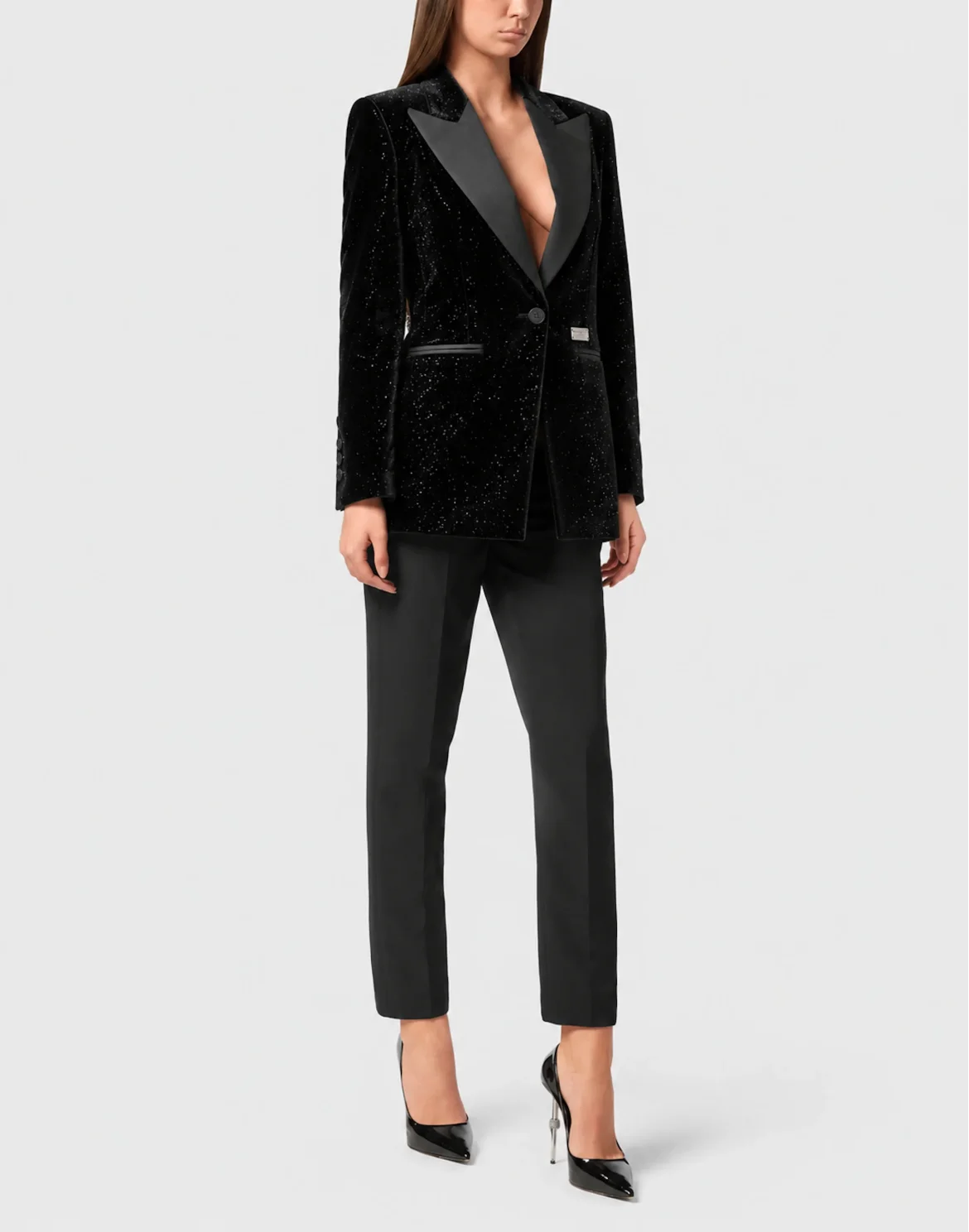 Velvet Boyfriend Fit Blazer Glitter, цвет: Черный