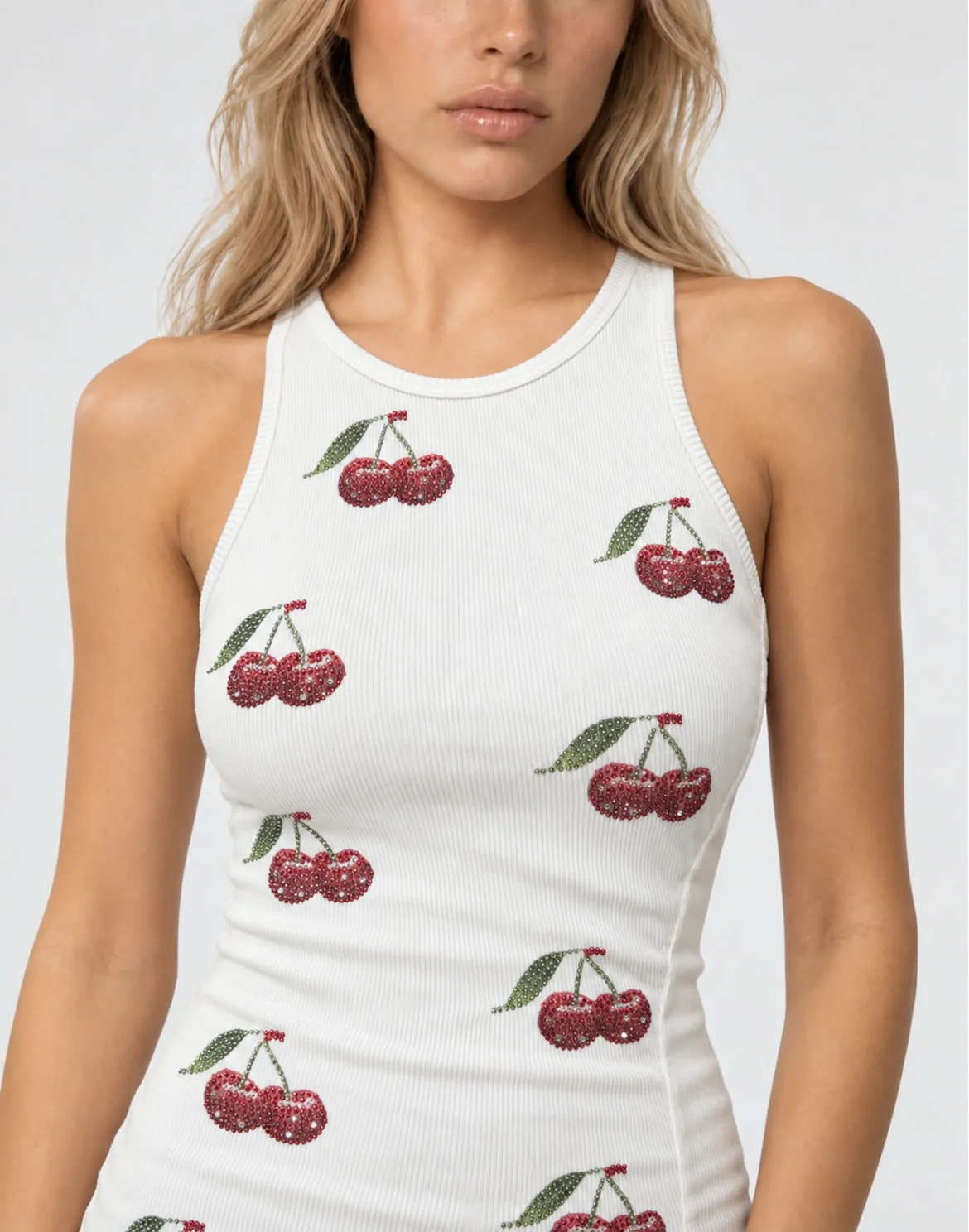 Cherries Rib Mini Dress, цвет: Белый