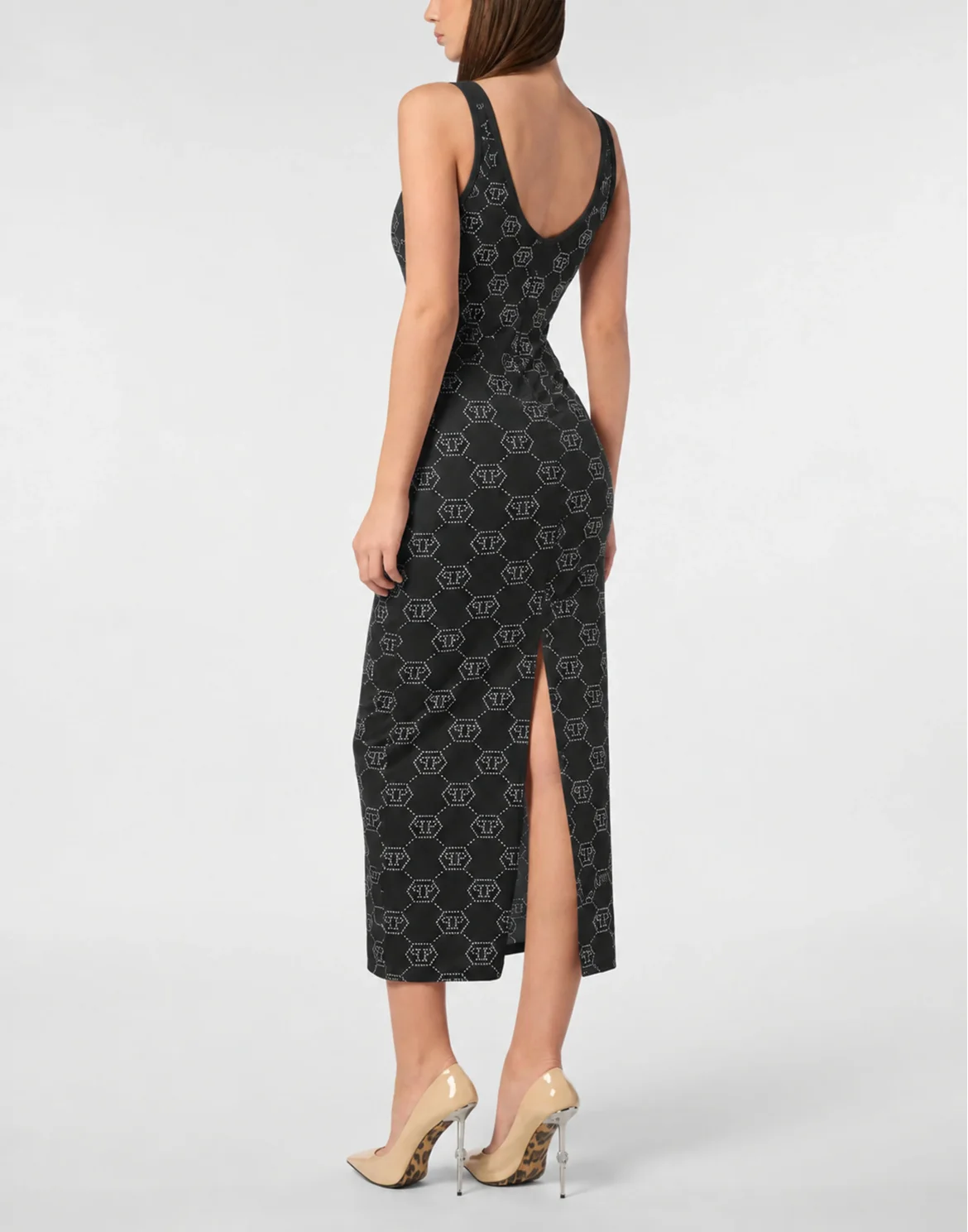Monogram Strass Long Dress, цвет: Черный