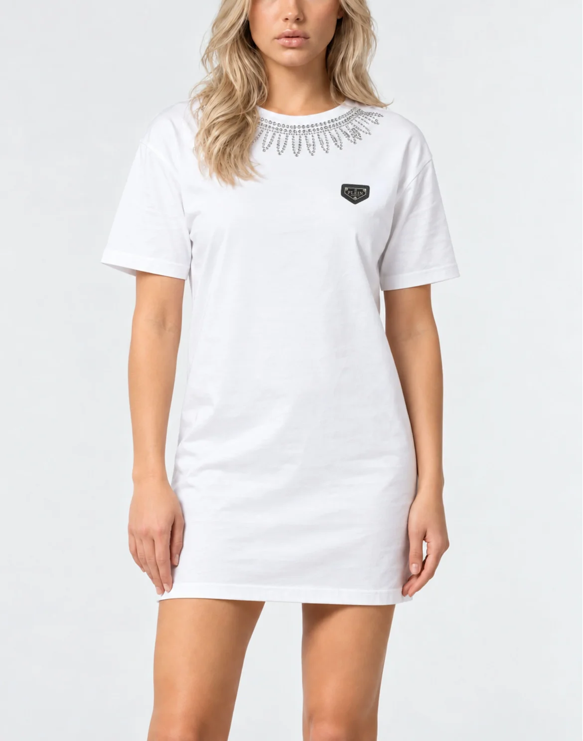 Crystal Gothic Roundneck T-Shirt Dress, цвет: Белый