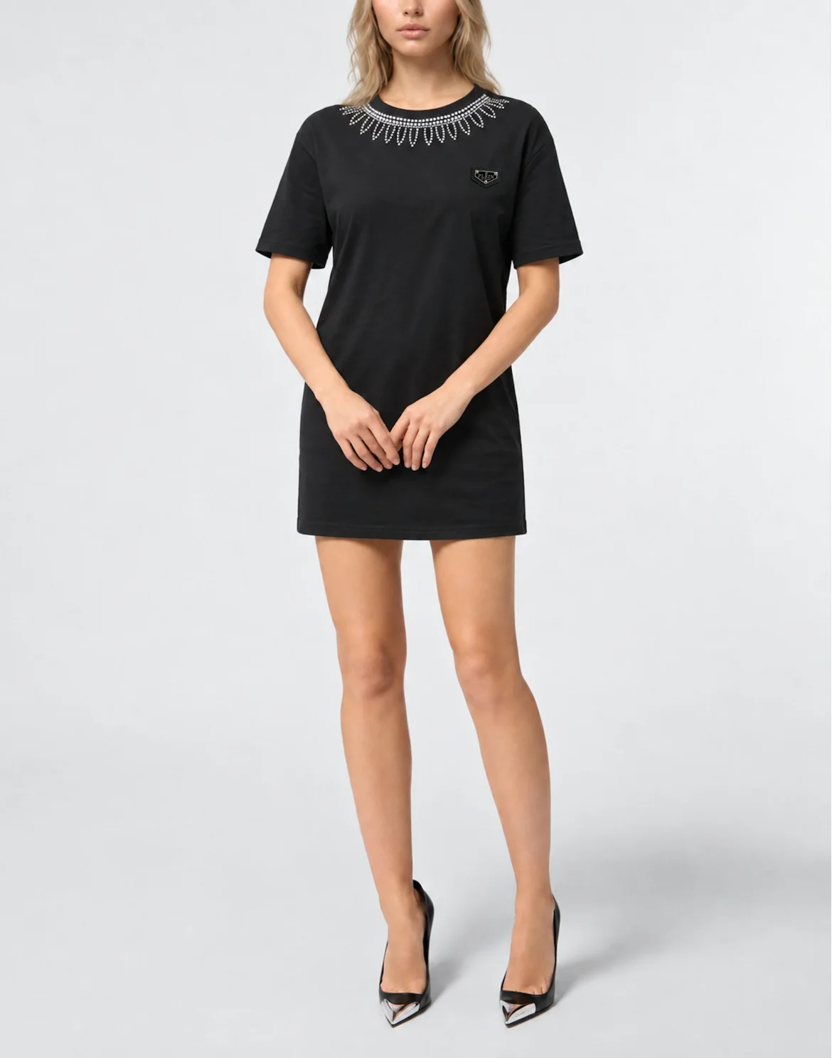 Crystal Gothic Roundneck T-Shirt Dress, цвет: Черный