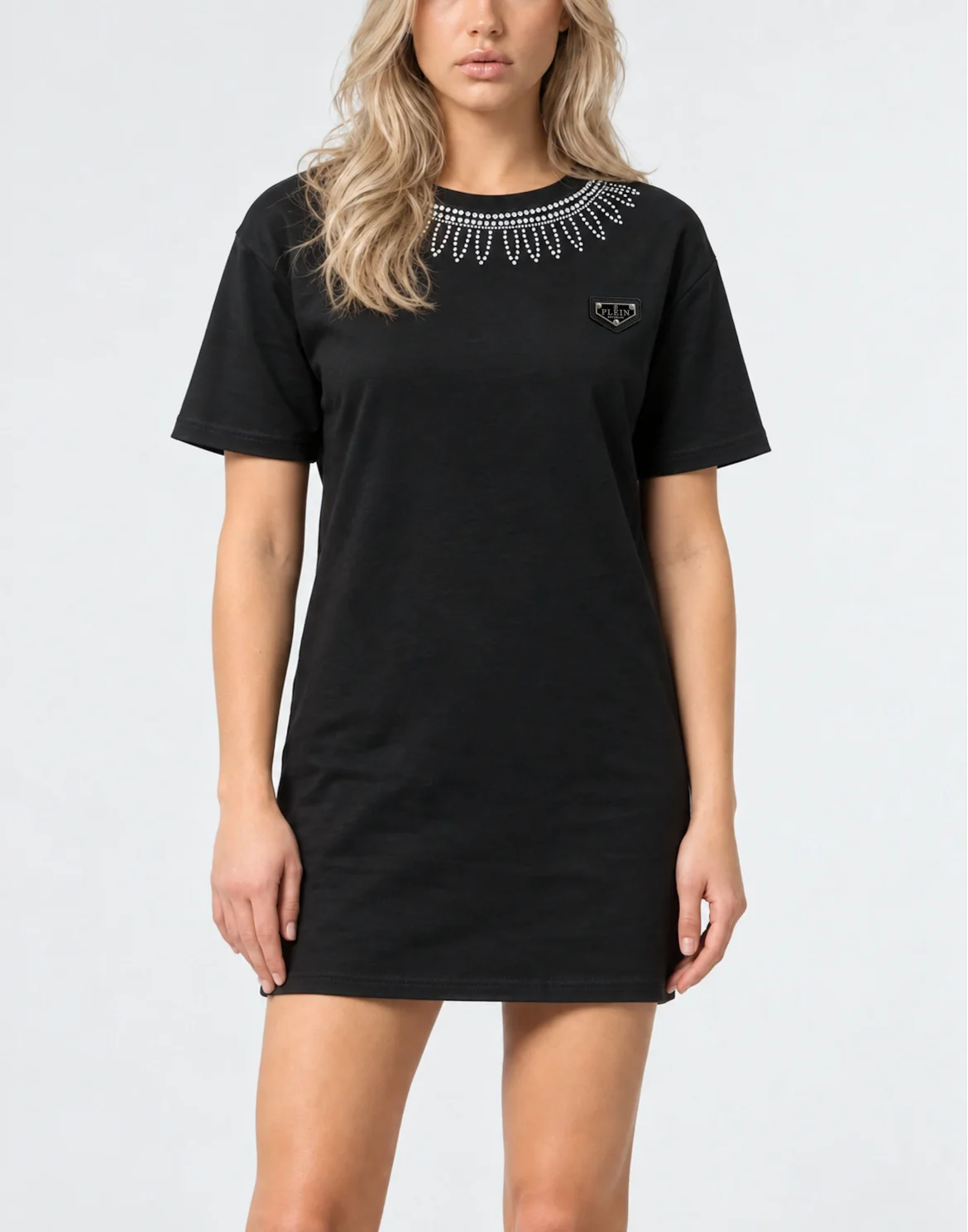 Crystal Gothic Roundneck T-Shirt Dress, цвет: Черный