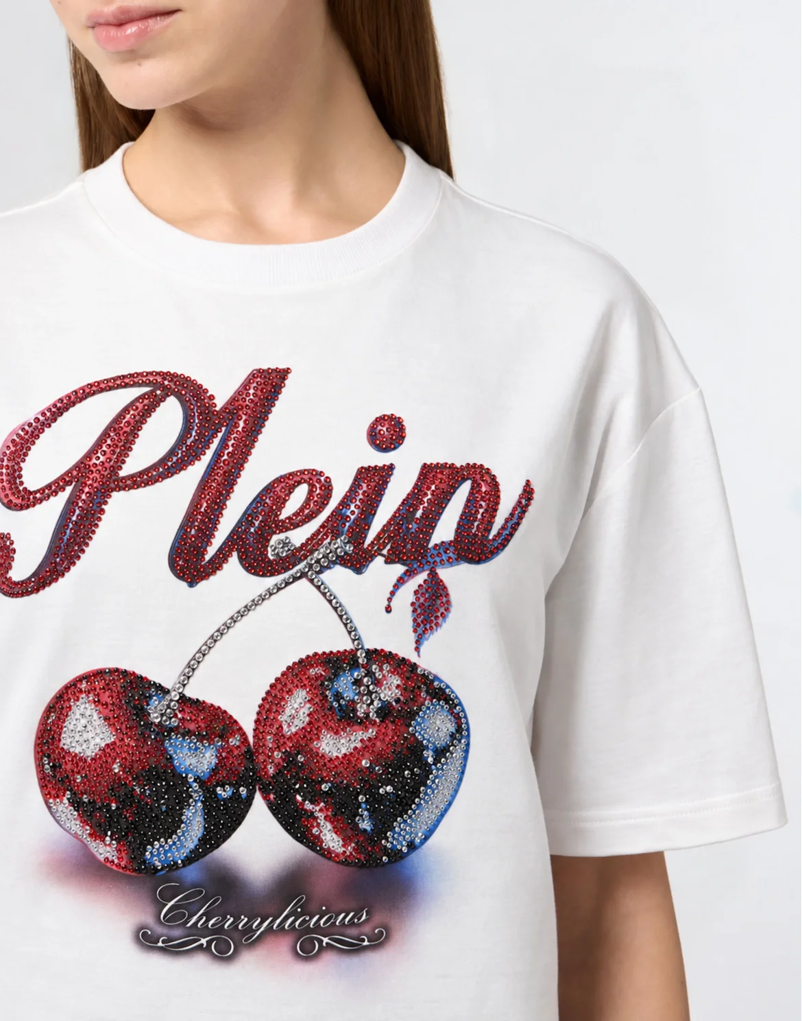 Cherries Strass Man Fit Roundneck T-Shirt SS, цвет: Белый