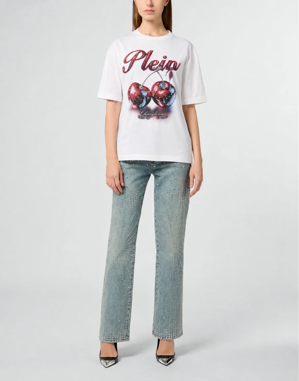 Cherries Strass Man Fit Roundneck T-Shirt SS, цвет: Белый