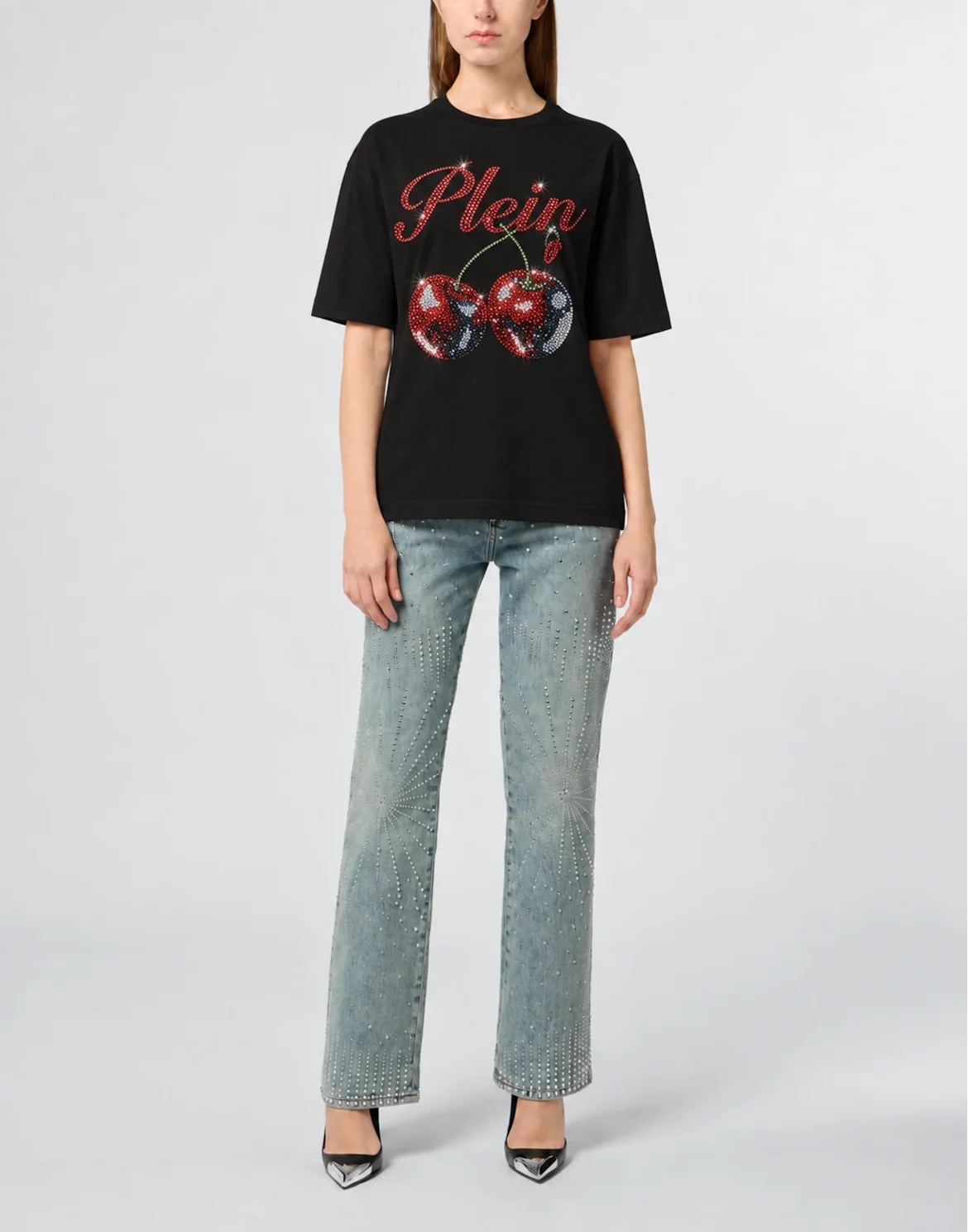 Cherries Strass Man Fit Roundneck T-Shirt SS, цвет: Черный