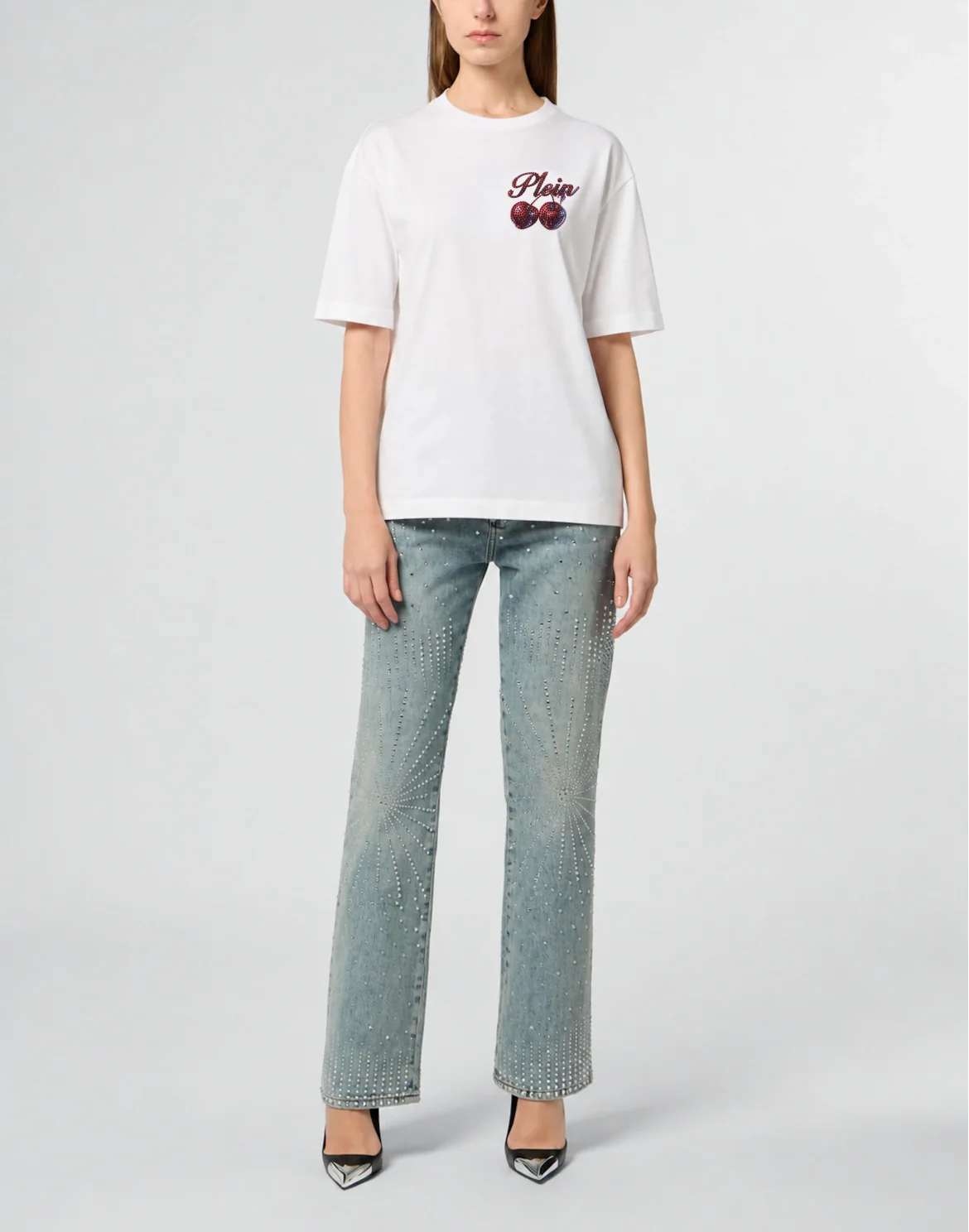 Small Cherries Strass Man Fit Roundneck T-Shirt SS, цвет: Белый