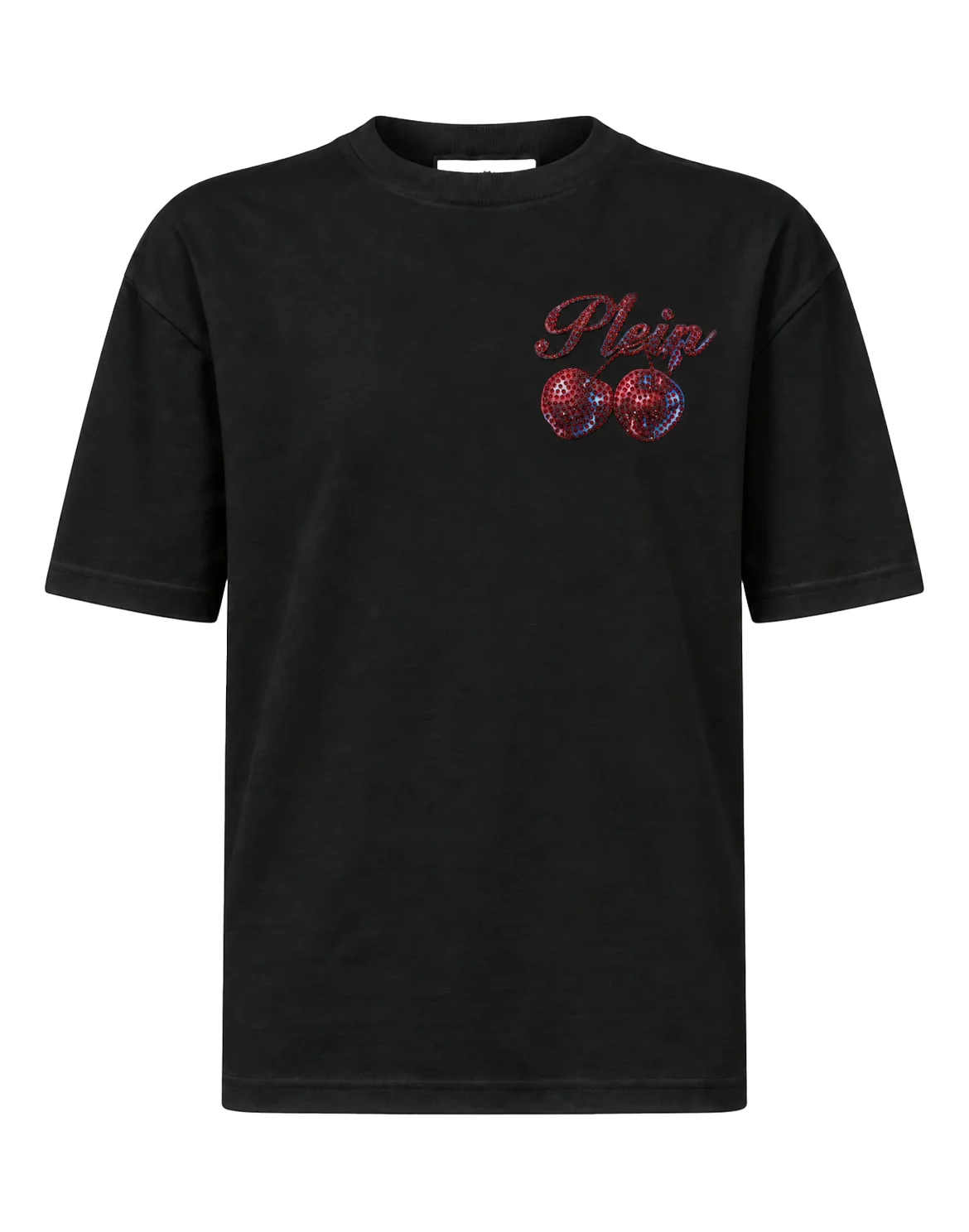 Small Cherries Strass Man Fit Roundneck T-Shirt SS, цвет: Черный
