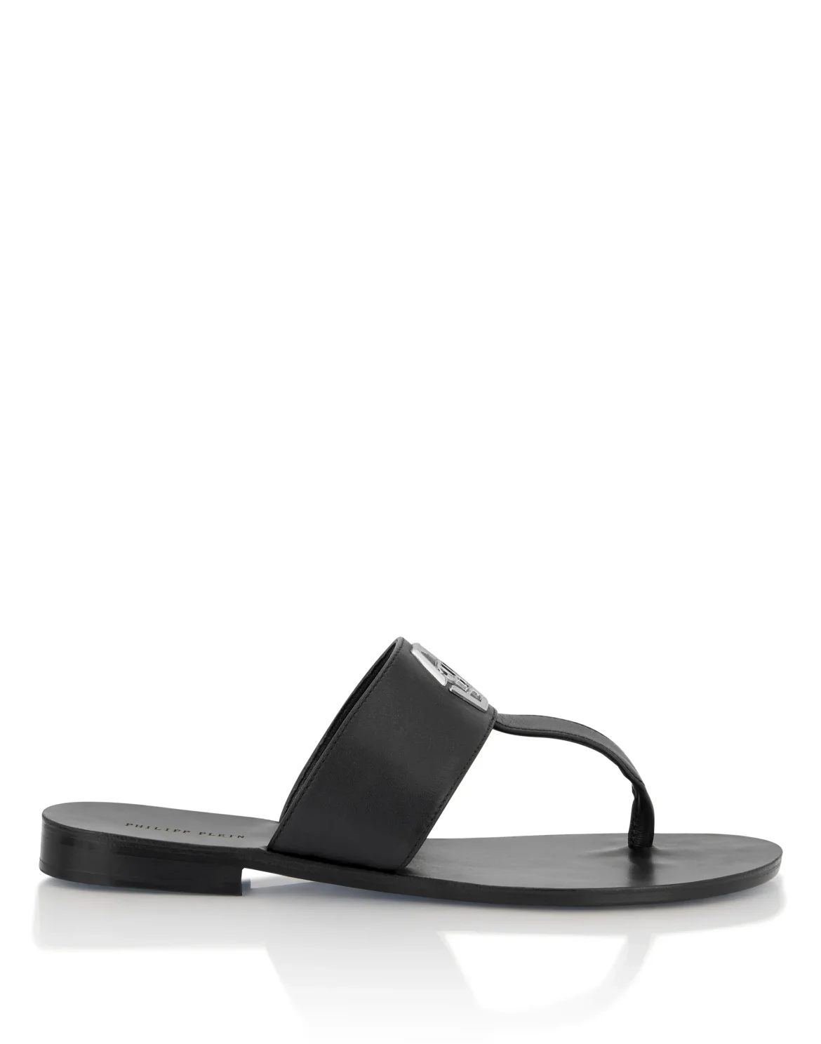 Leather Flat Sandals Hexagon, цвет: Черный