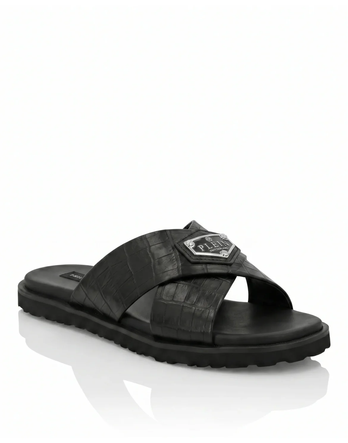 Leather Slippers Criss-Cross Cocco, цвет: Черный
