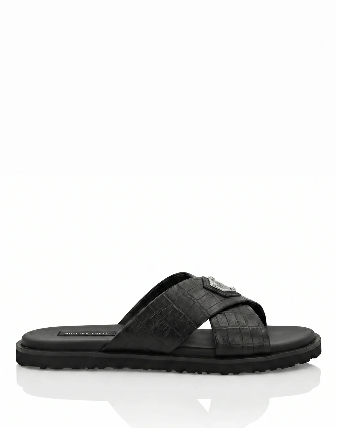 Leather Slippers Criss-Cross Cocco, цвет: Черный