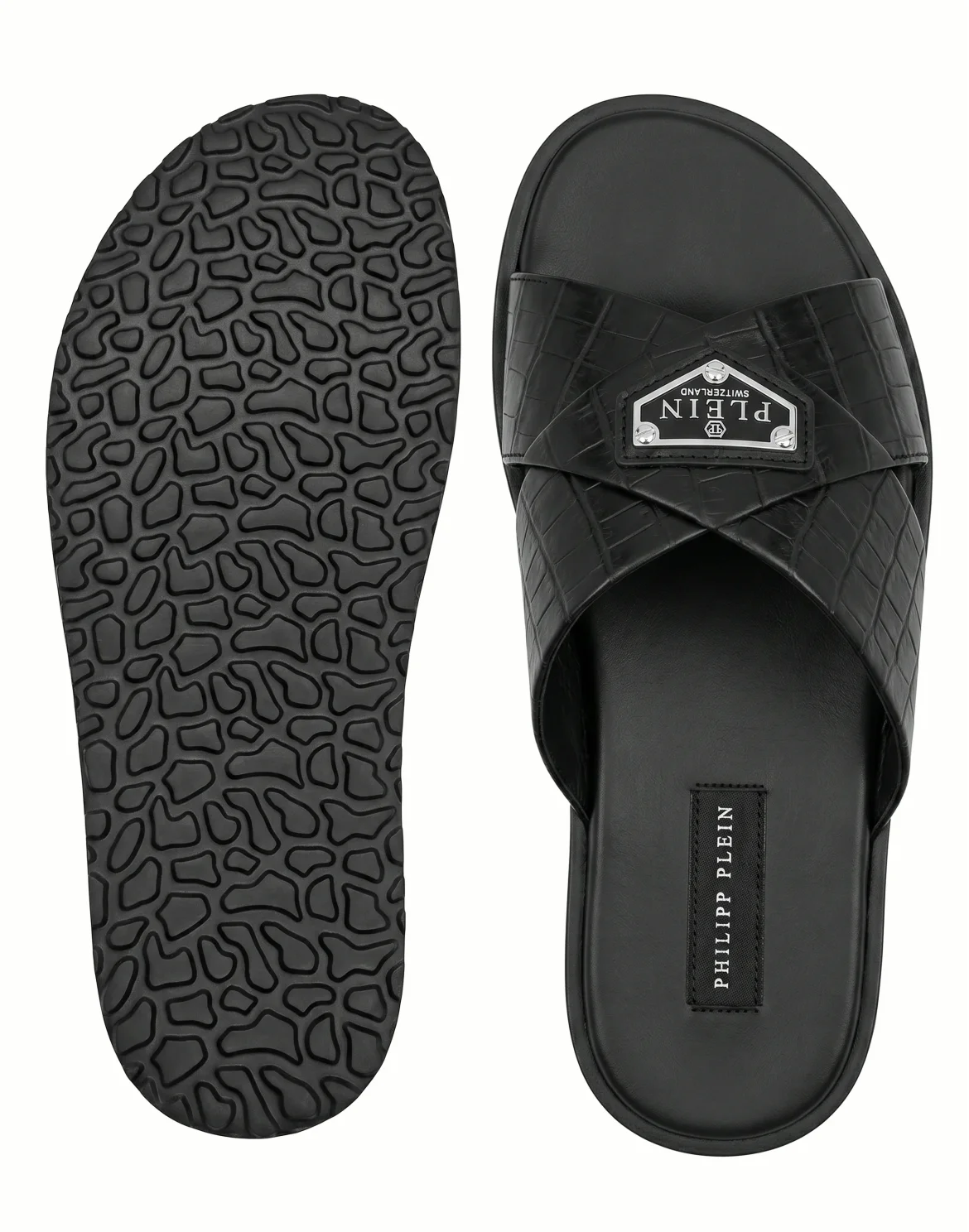 Leather Slippers Criss-Cross Cocco, цвет: Черный