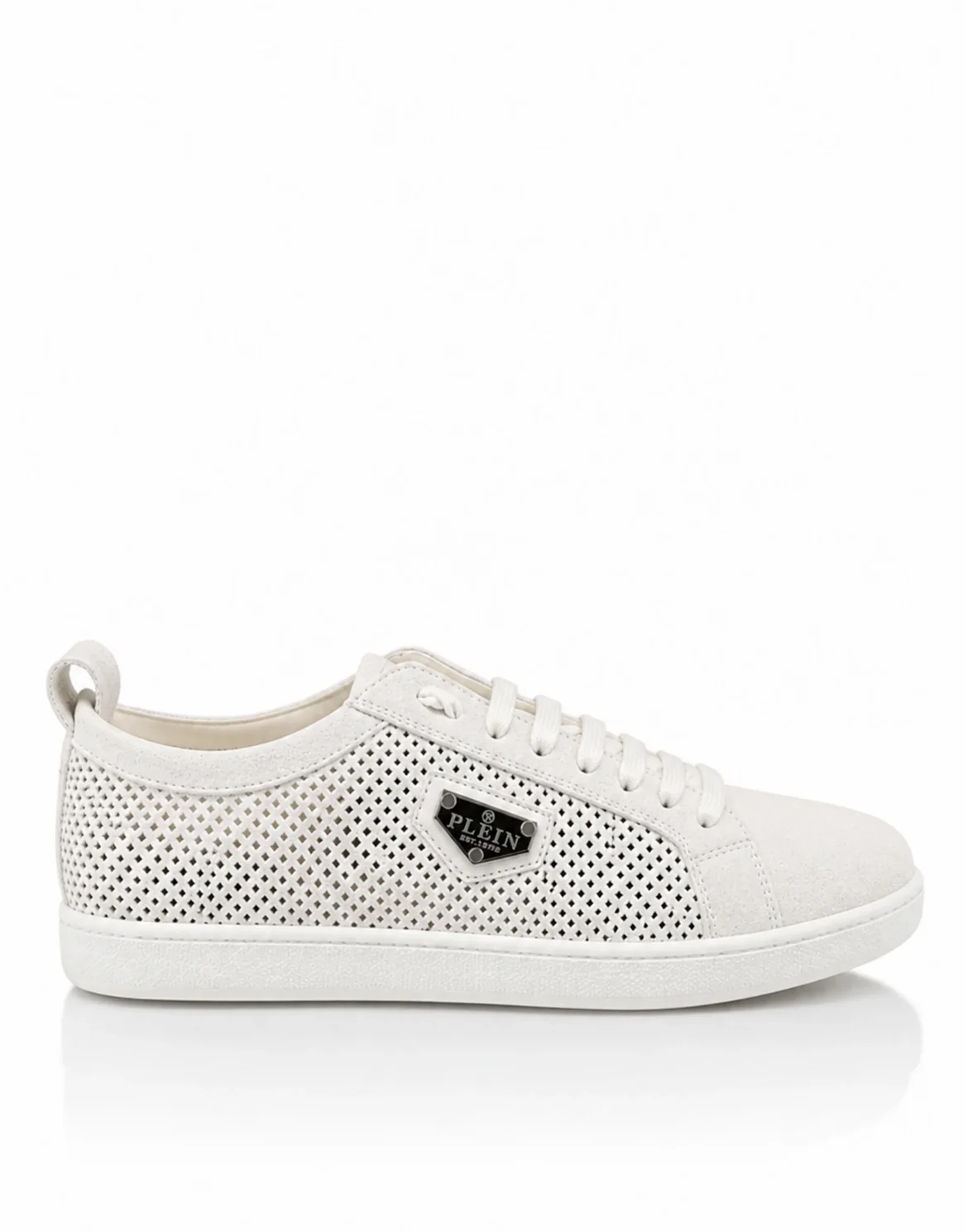 Perforated Suede Low-Top Sneakers, цвет: Бежевый