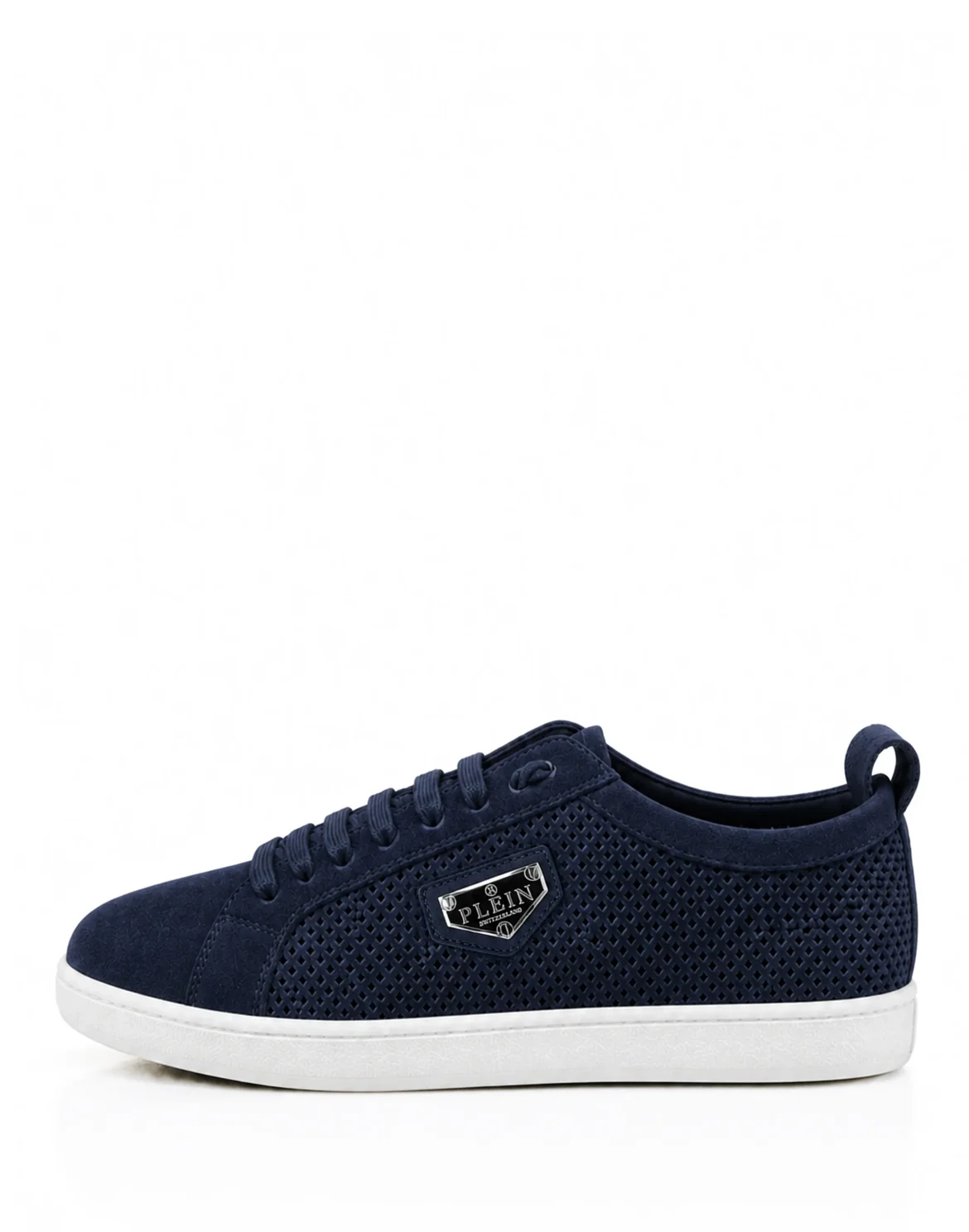 Perforated Suede Low-Top Sneakers, цвет: Синий