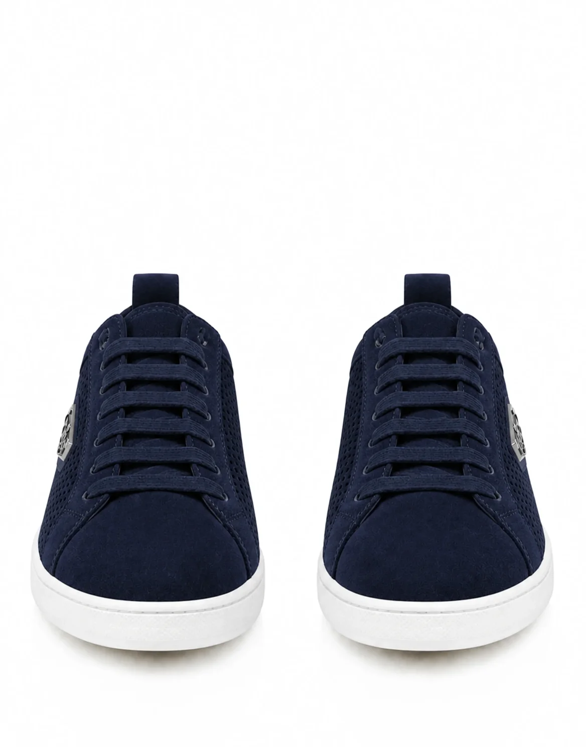 Perforated Suede Low-Top Sneakers, цвет: Синий