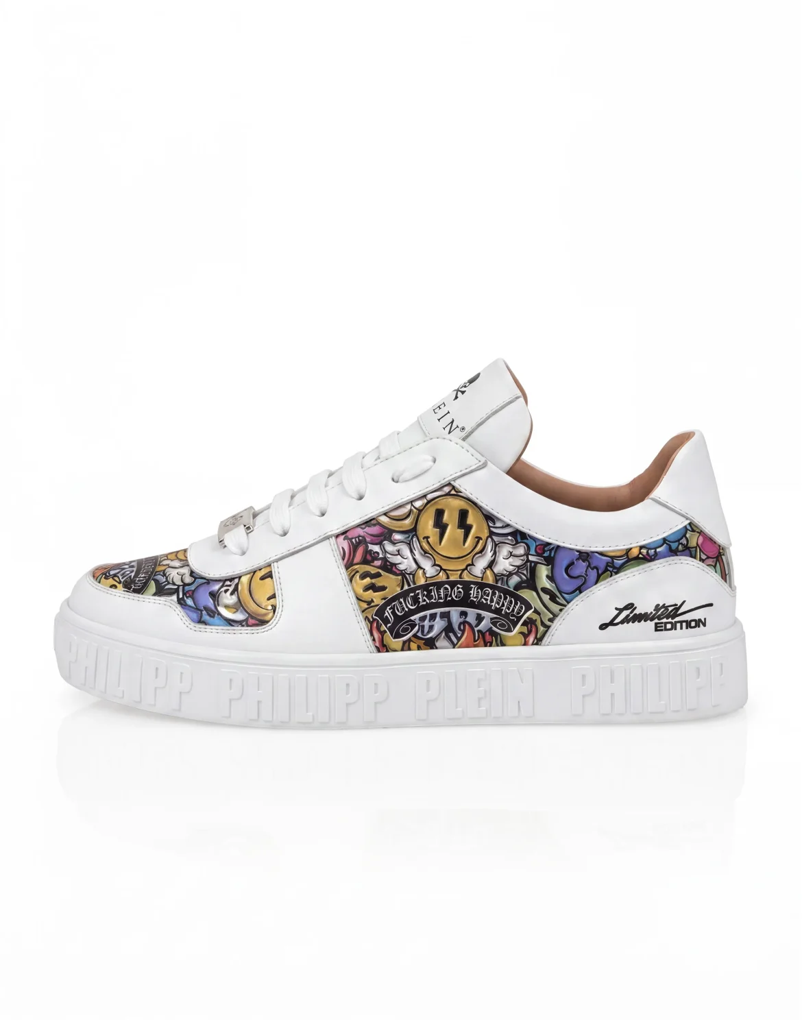 Nappa Low-Top Sneakers Mirror Smile All-Over, цвет: Белый