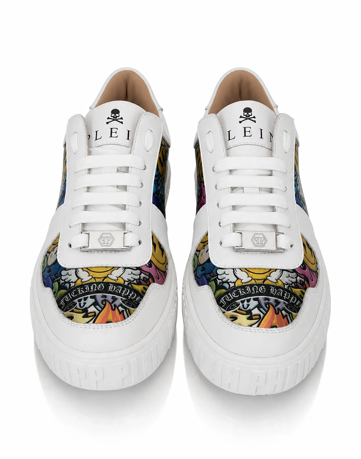 Nappa Low-Top Sneakers Mirror Smile All-Over, цвет: Белый