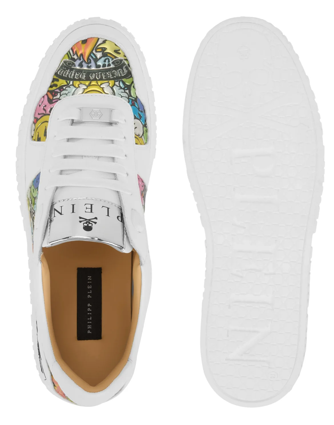 Nappa Low-Top Sneakers Mirror Smile All-Over, цвет: Белый
