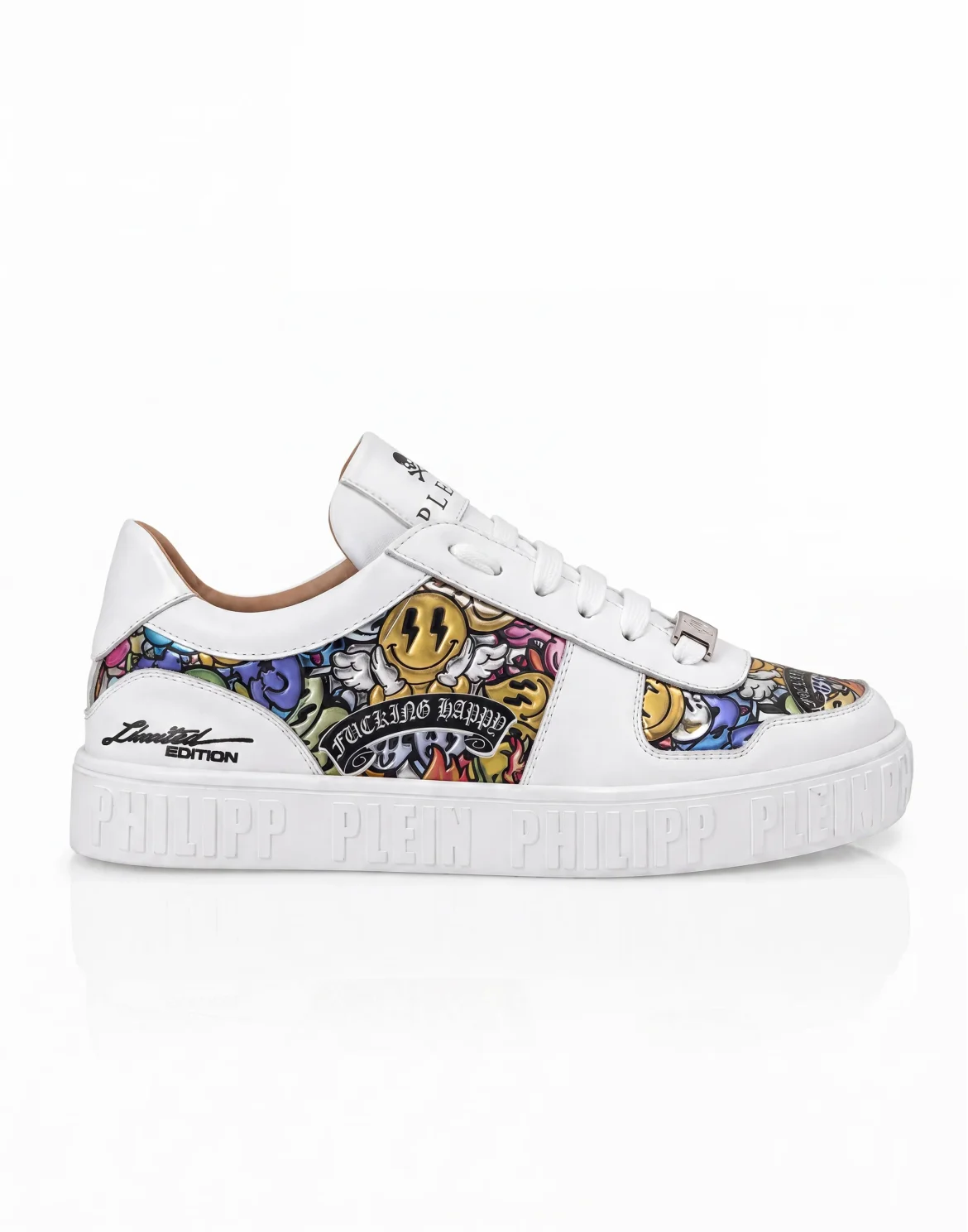 Nappa Low-Top Sneakers Mirror Smile All-Over, цвет: Белый