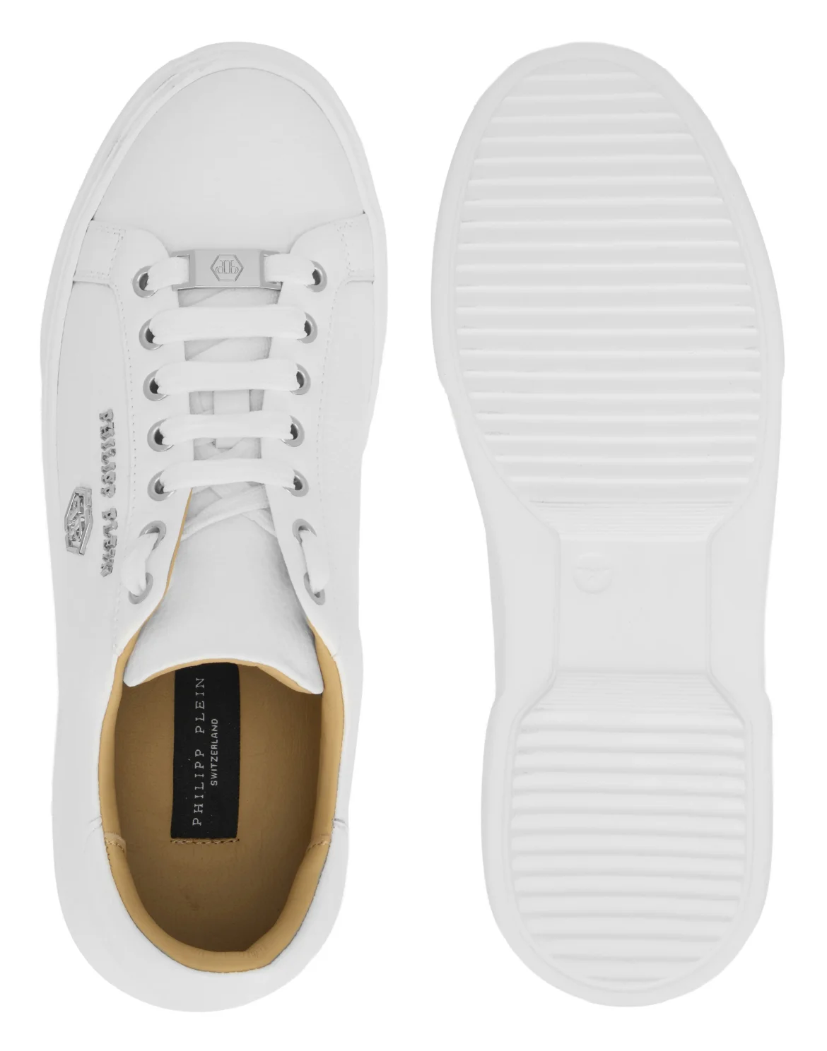 Leather Lo-Top Sneakers Hexagon, цвет: Белый