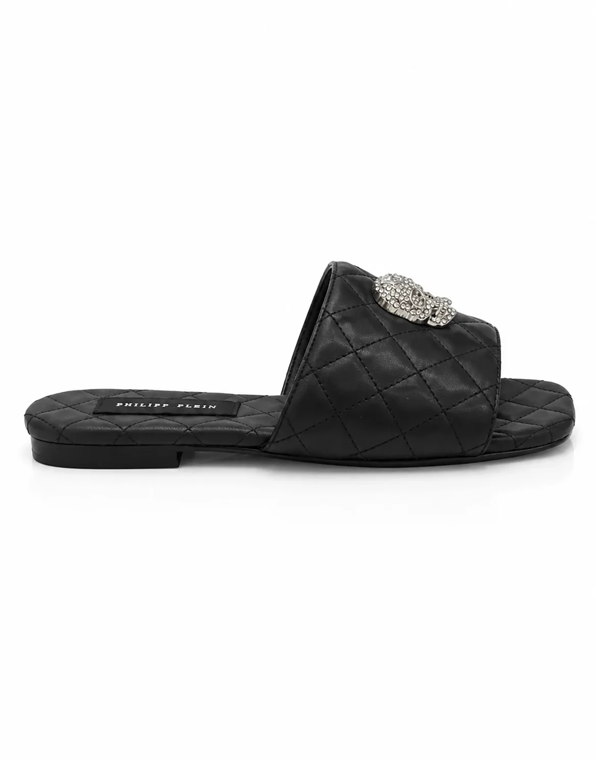 Nappa Flat Matelasse Sandals Crystal Skull, цвет: Черный