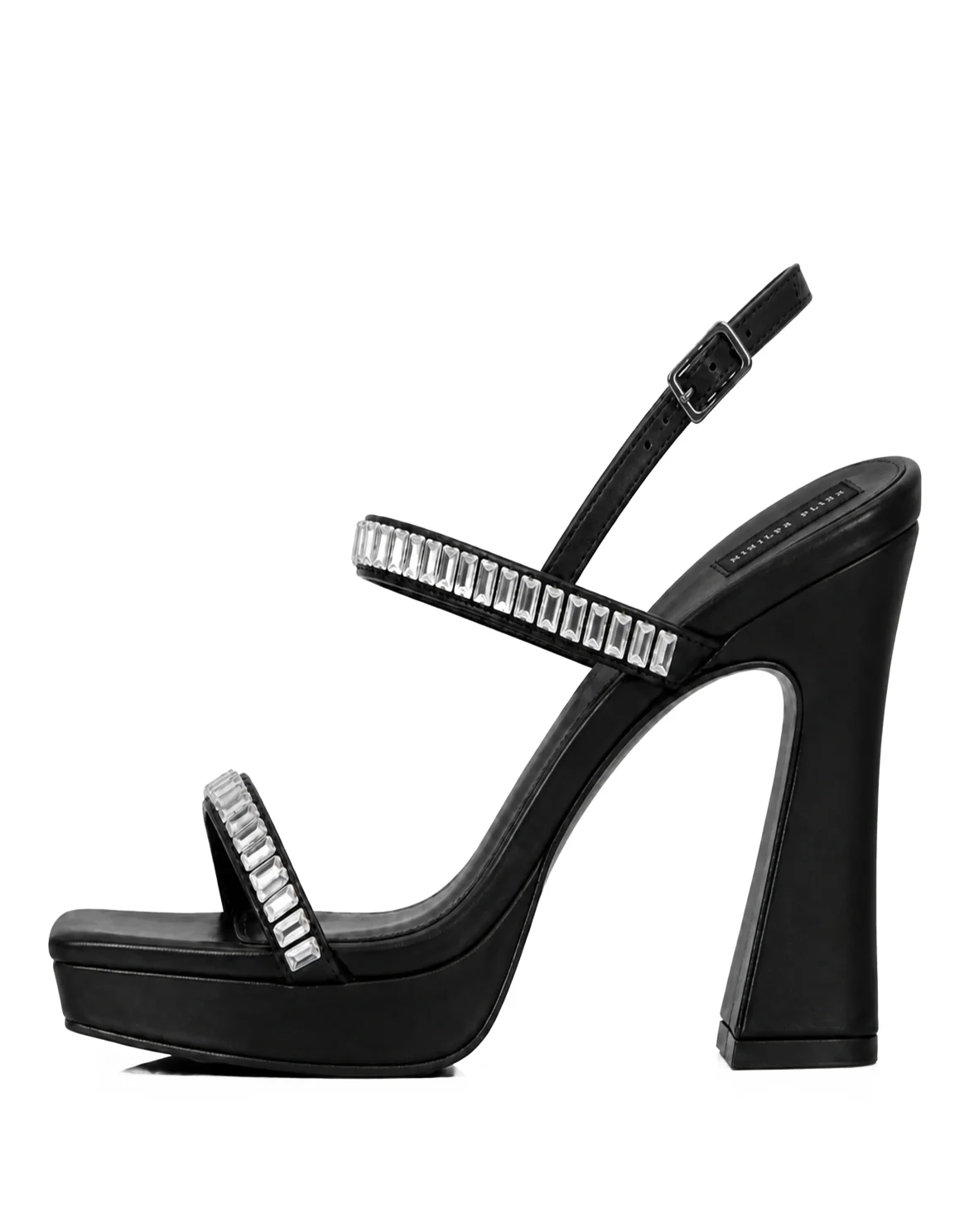 Nappa High Heels Sandals Crystal Castons, цвет: Черный