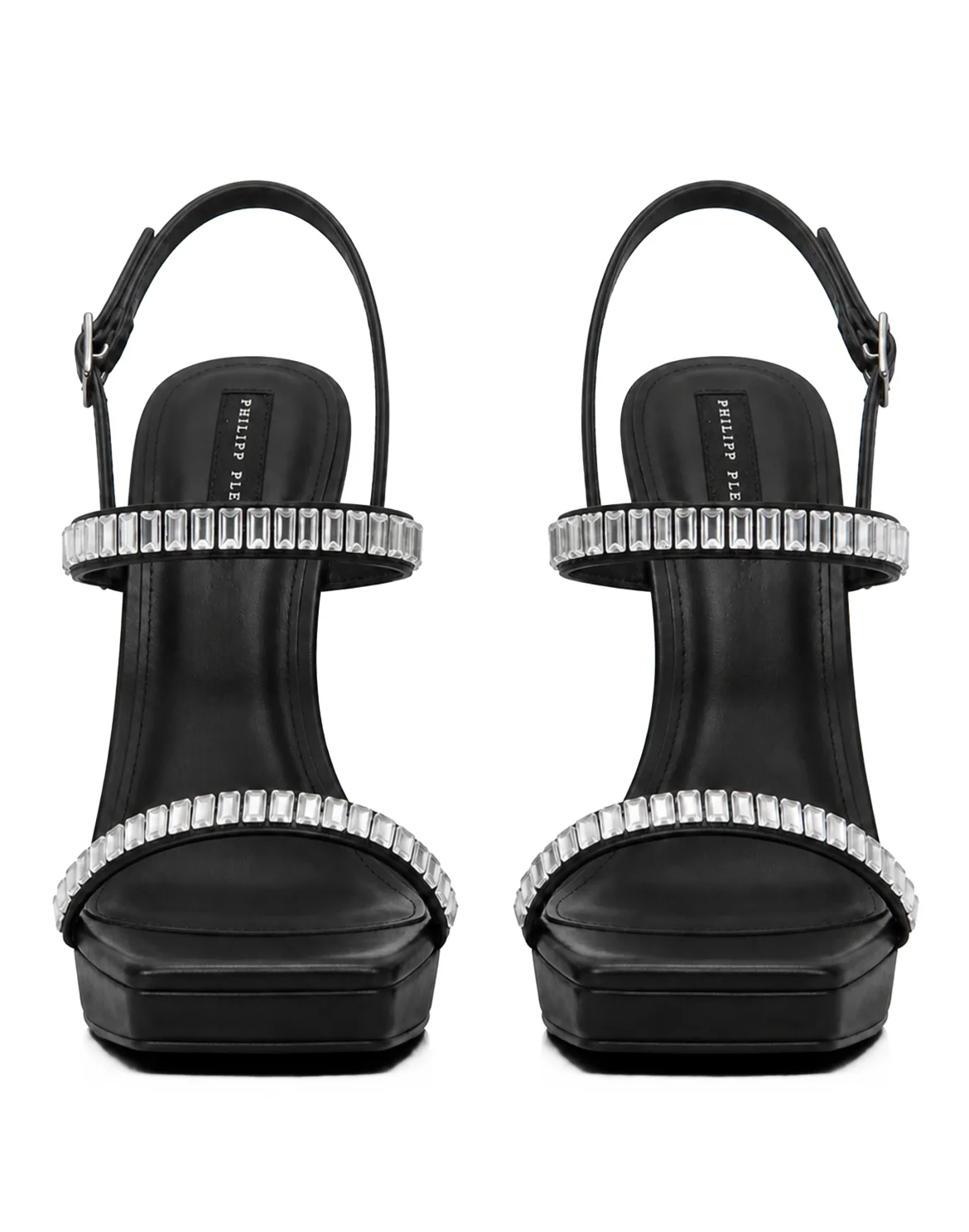 Nappa High Heels Sandals Crystal Castons, цвет: Черный
