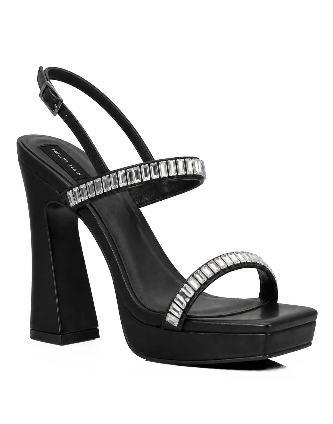 Nappa High Heels Sandals Crystal Castons, цвет: Черный