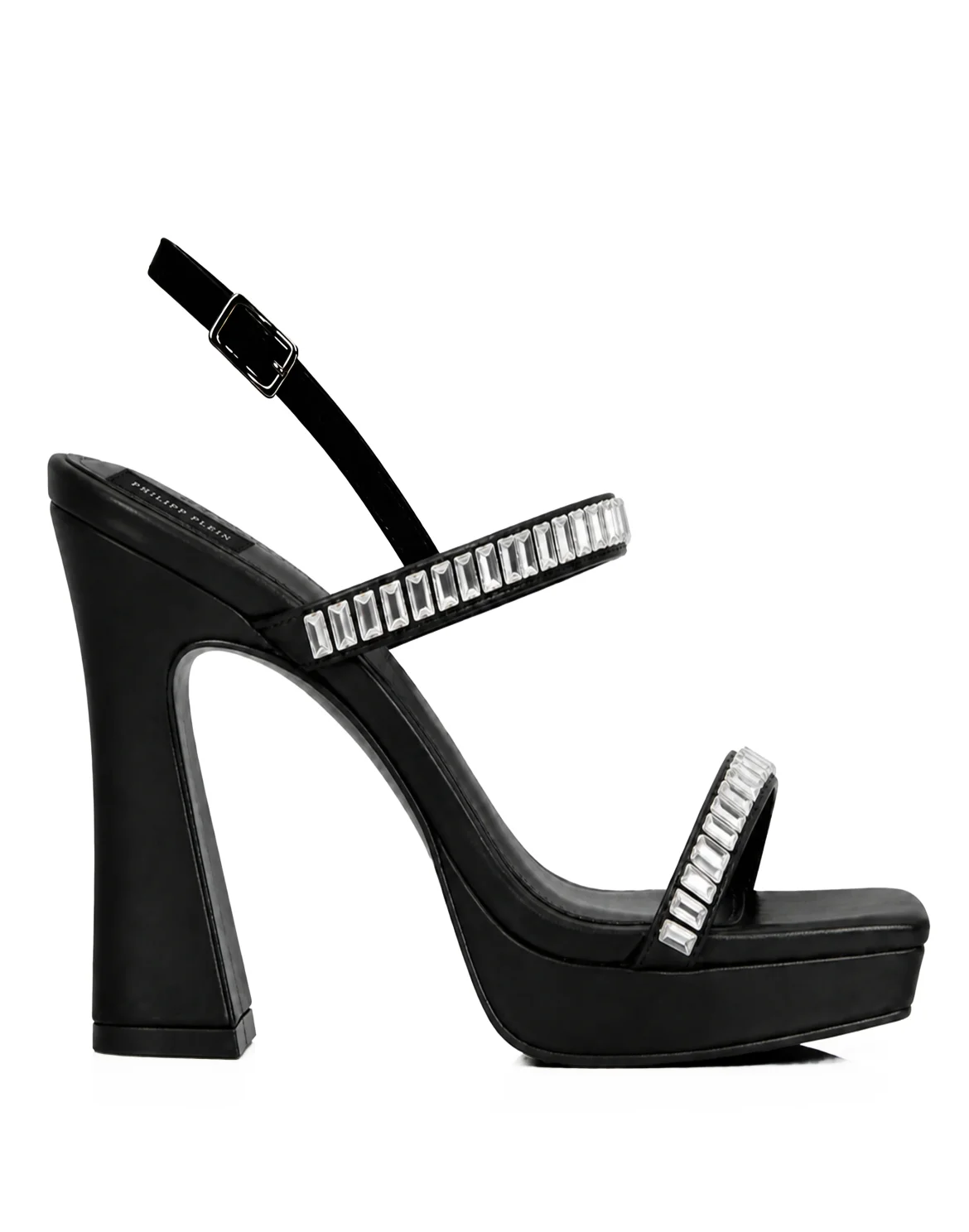 Nappa High Heels Sandals Crystal Castons, цвет: Черный