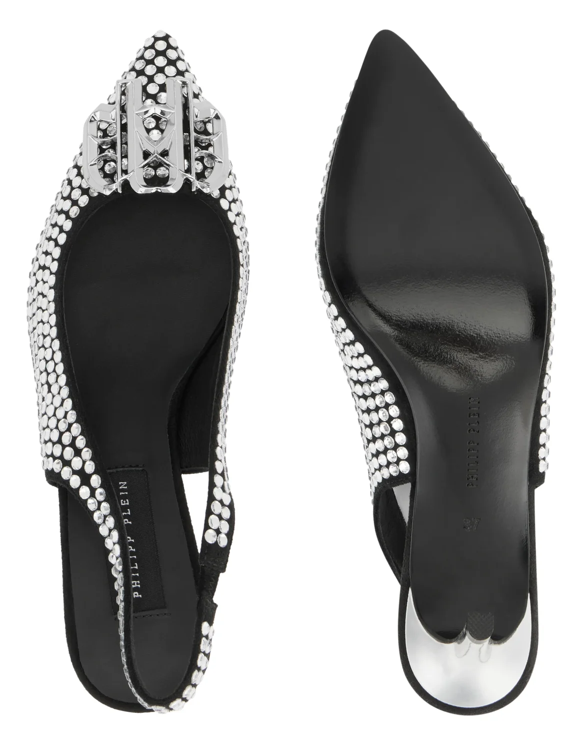 Suede Strass Slingback Shoes H55 Gothic, цвет: Серебристый
