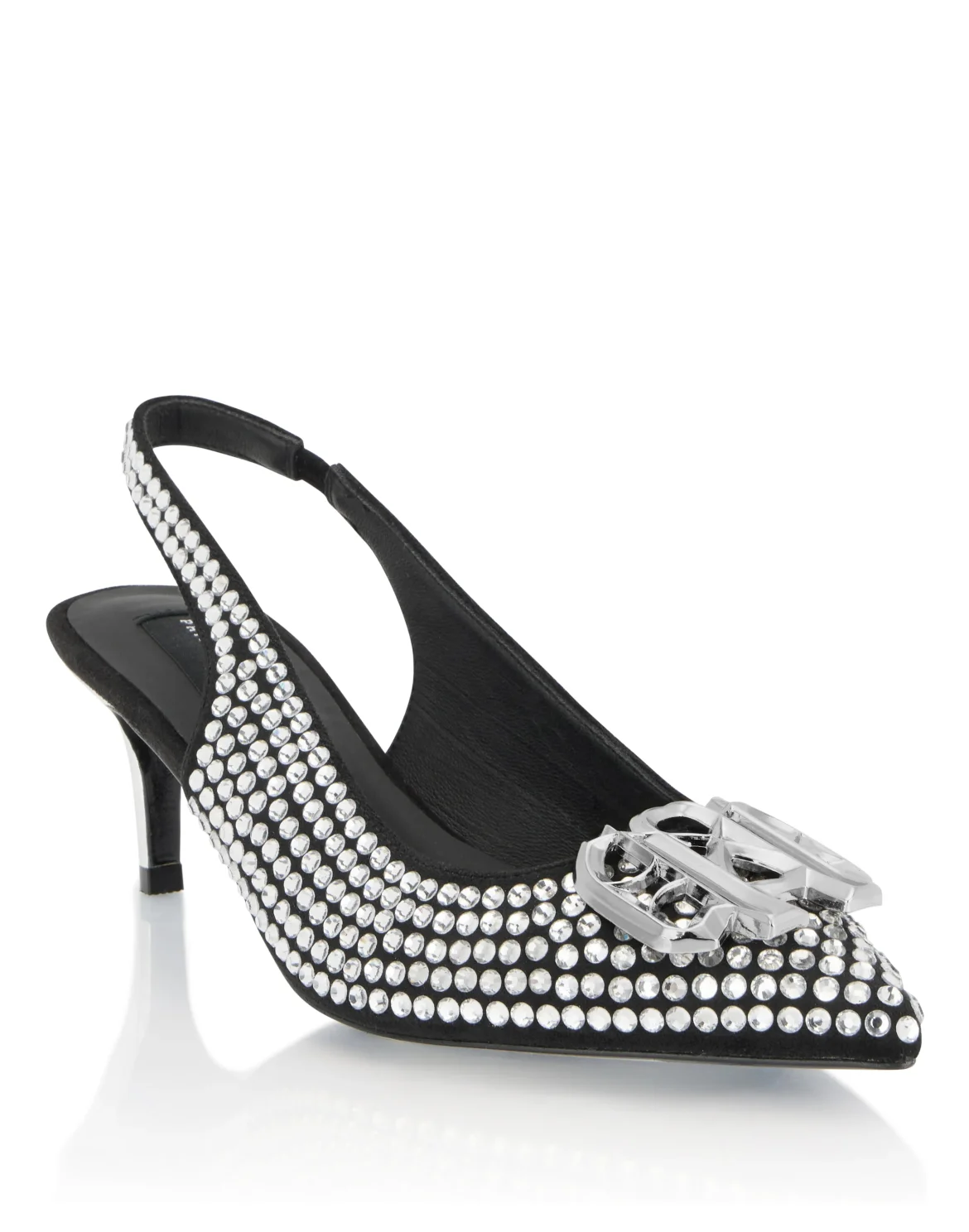 Suede Strass Slingback Shoes H55 Gothic, цвет: Серебристый