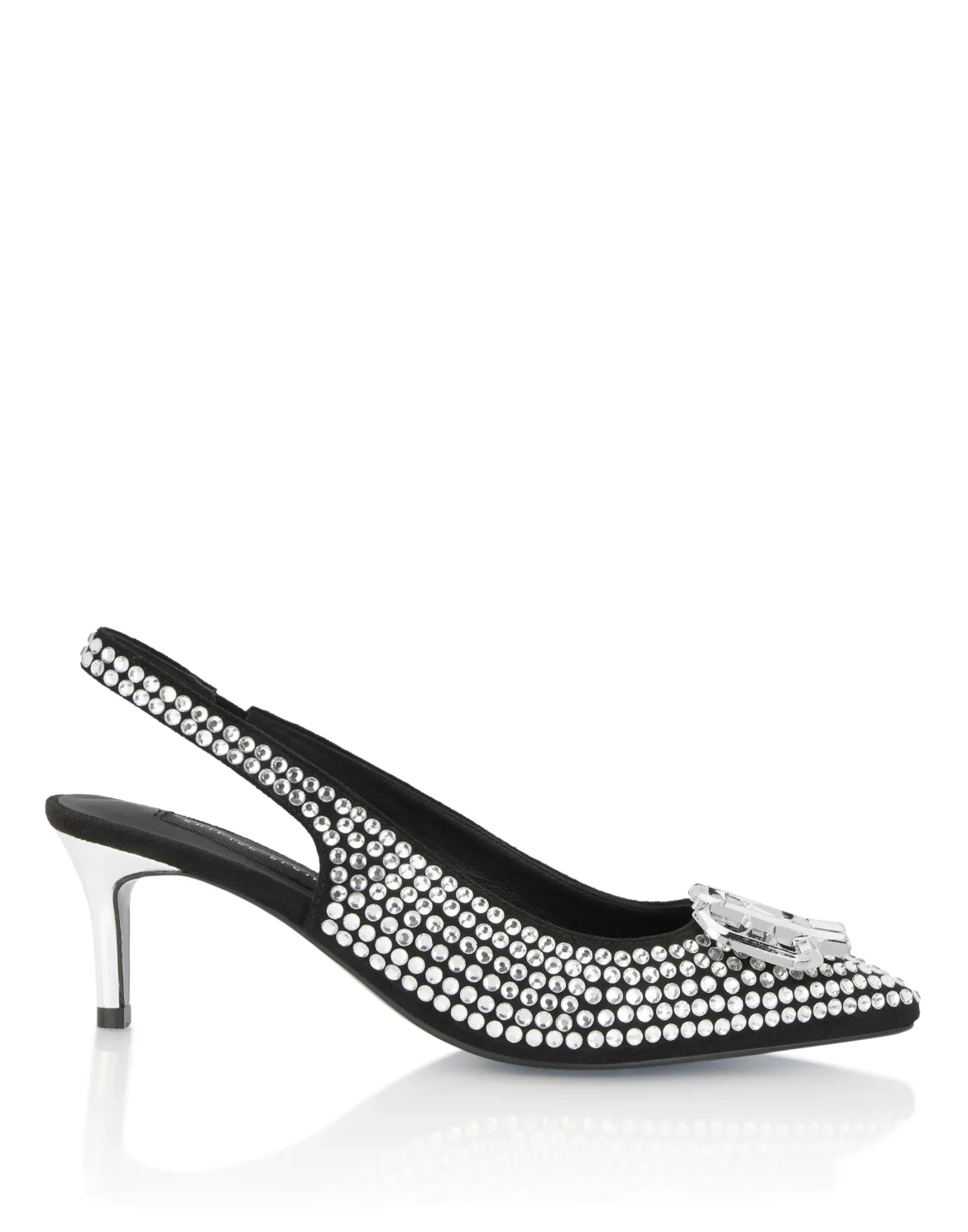 Suede Strass Slingback Shoes H55 Gothic, цвет: Серебристый