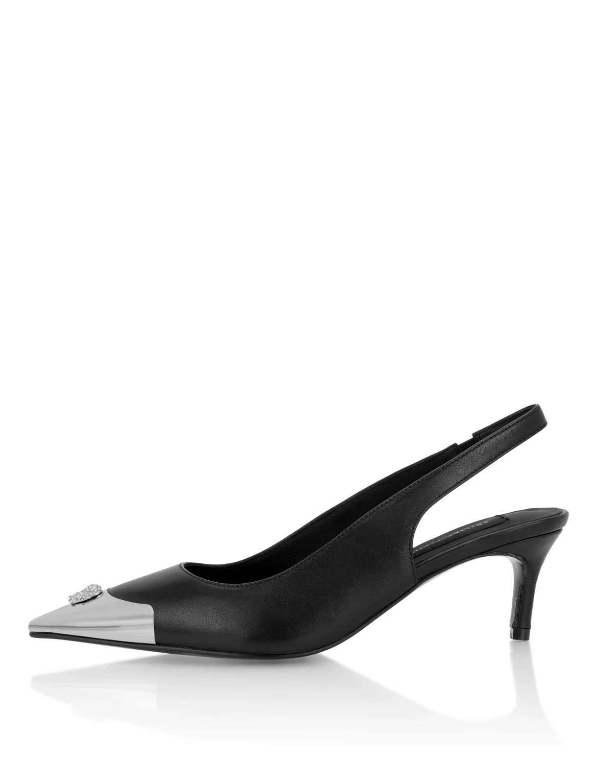 Leather Slingback Shoes Skull Toe, цвет: Черный