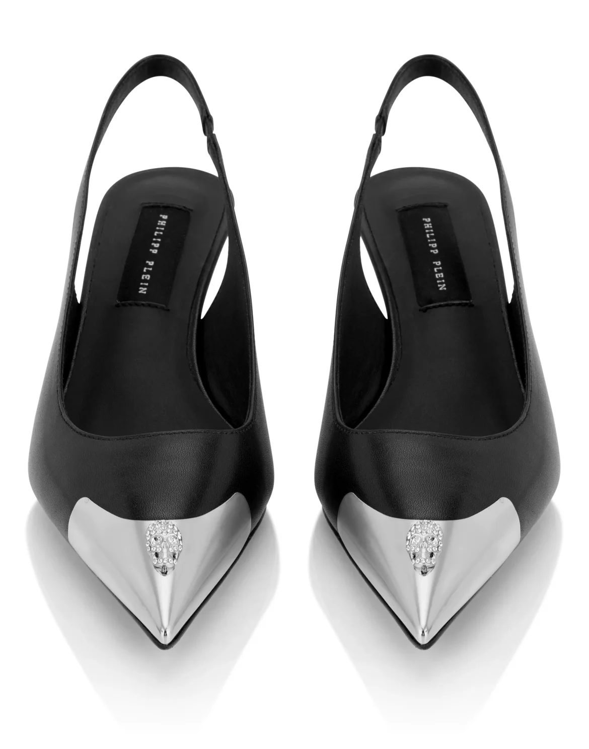 Leather Slingback Shoes Skull Toe, цвет: Черный