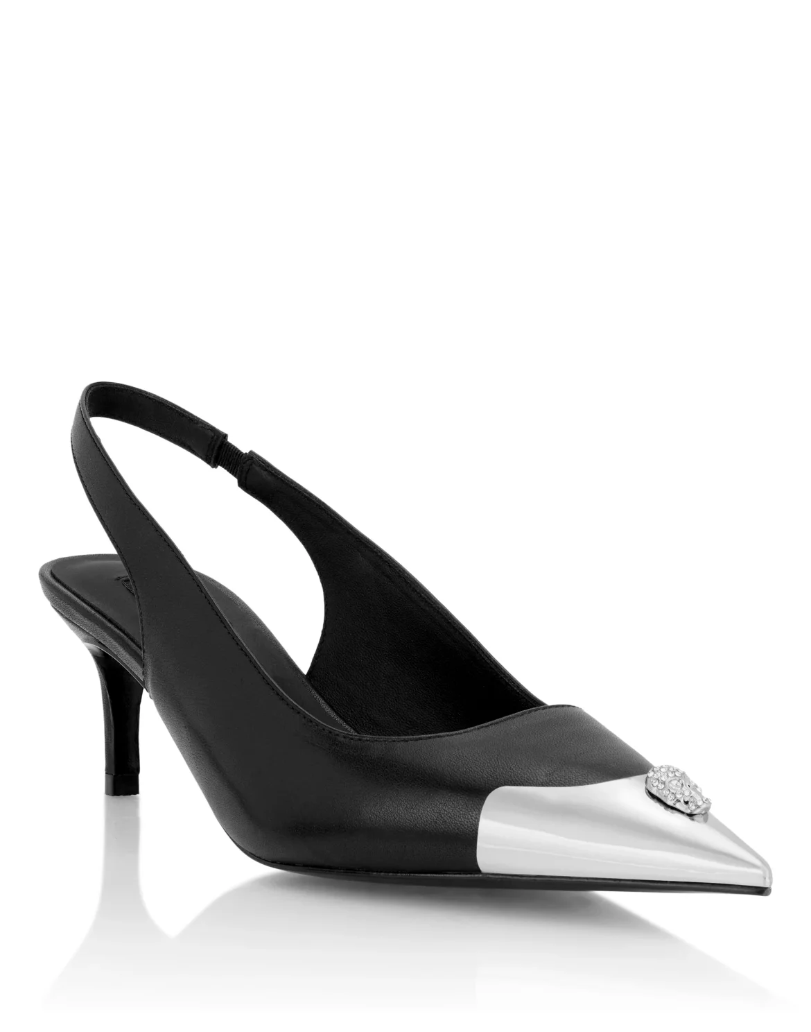 Leather Slingback Shoes Skull Toe, цвет: Черный