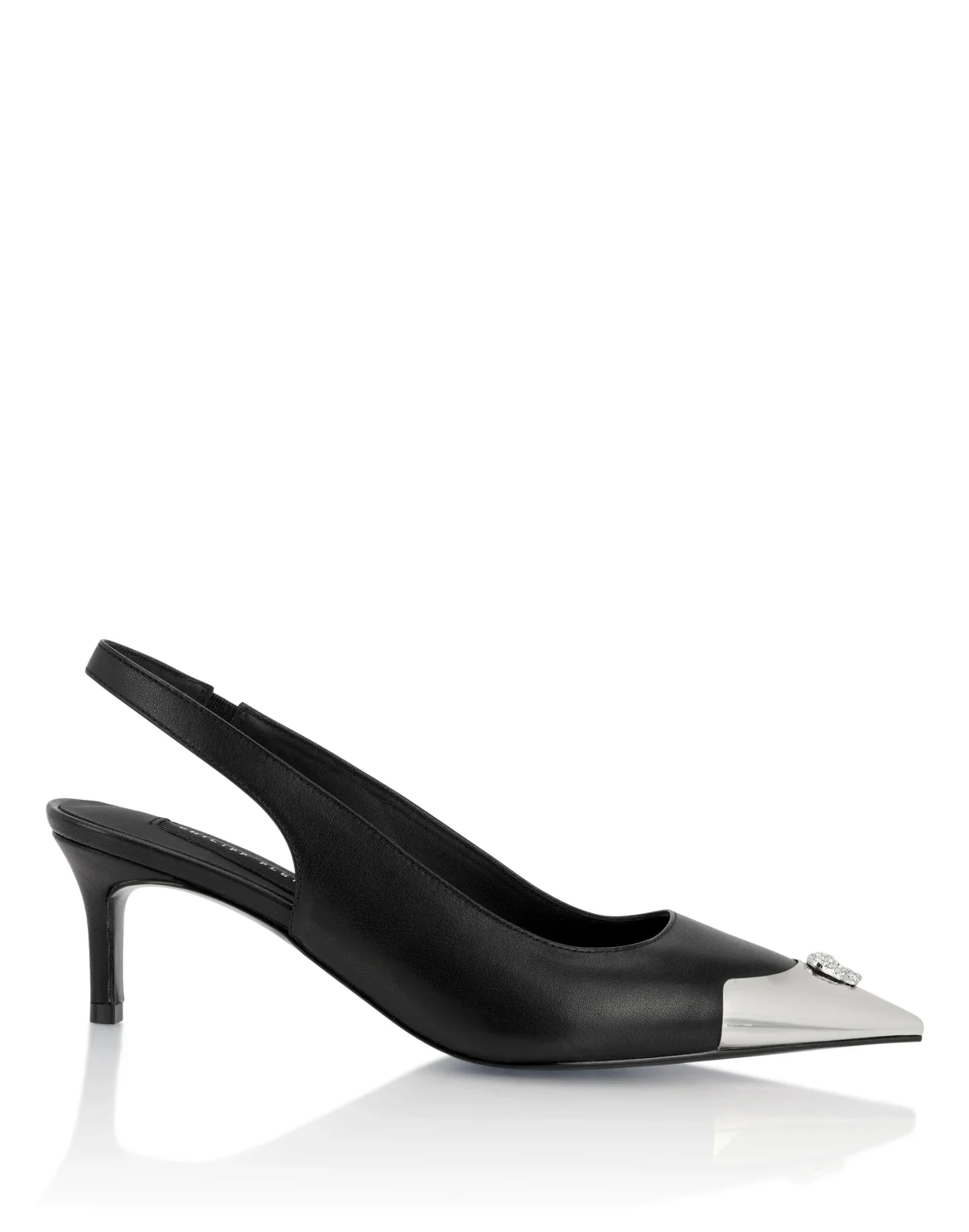 Leather Slingback Shoes Skull Toe, цвет: Черный