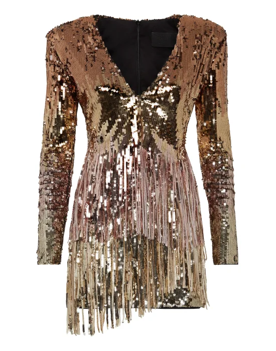 Short Dress Fringe Degradé Paillettes