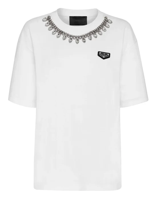 T-shirt Round Neck SS Crystal Chain