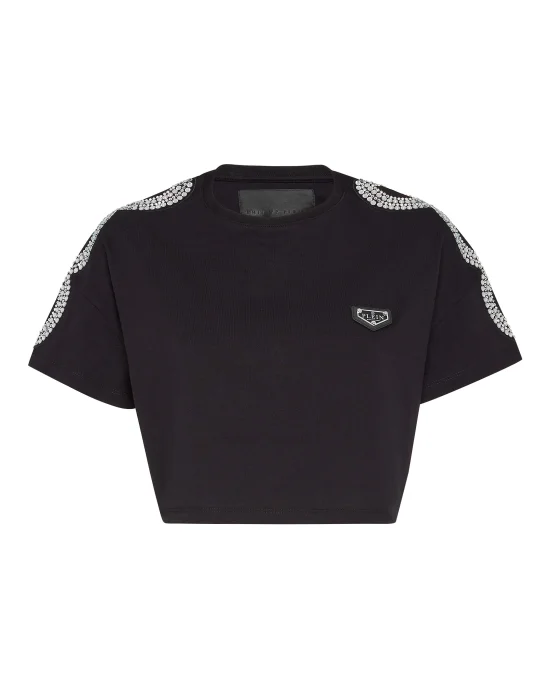 T-shirt Crop Round Neck SS Crystal Cable