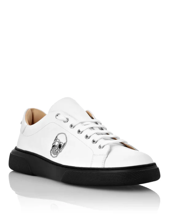 Rubber Leather Lo-Top Sneakers The $kull TM