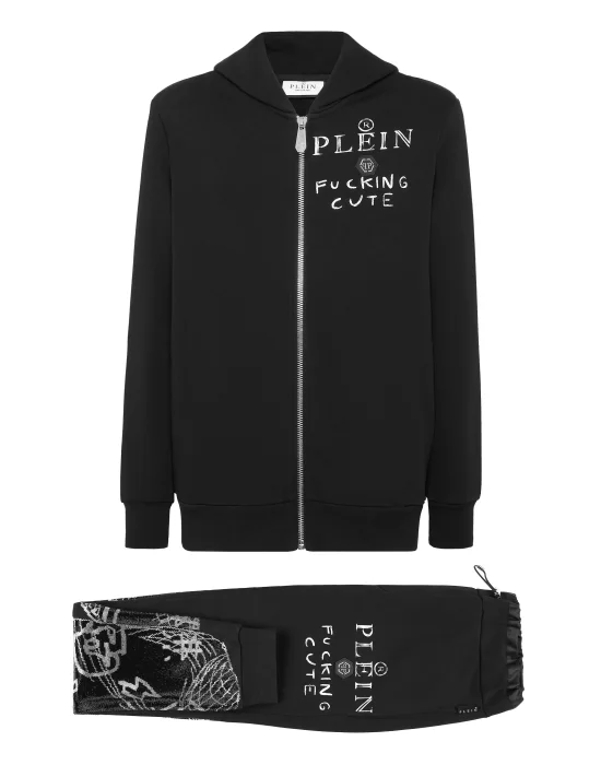 Jogging Tracksuit: Hoodie/Trousers Teddy Bear with Crystals