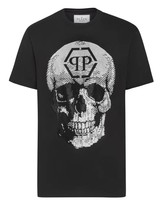 T-shirt Round Neck SS Skull with Crystals