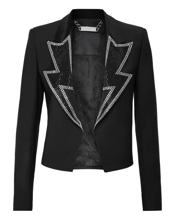 Crop Blazer with Crystals