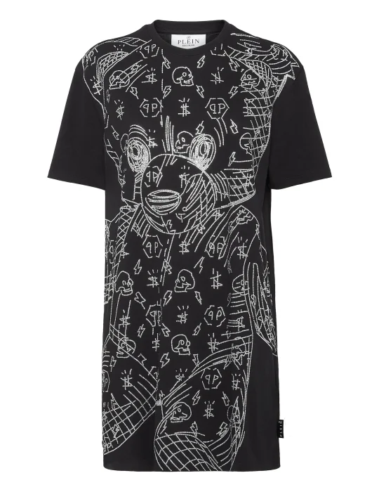 T-shirt Short Dresses Teddy Bear with Crystals