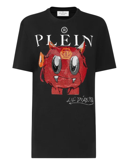 T-shirt Round Neck SS Man Fit Monsters with Crystals