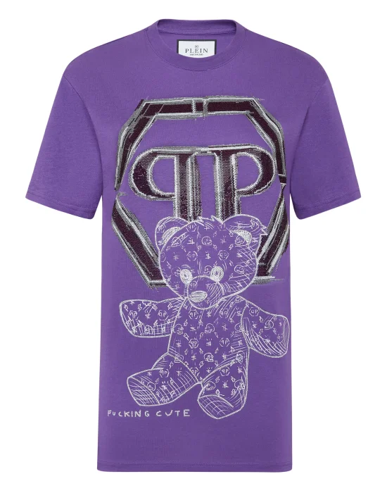 T-shirt Round Neck SS Man Fit Teddy Bear with Crystals