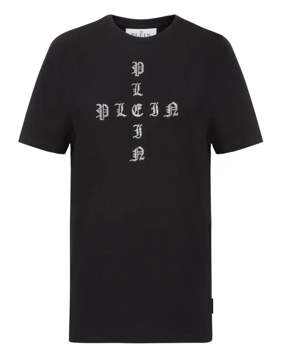 T-shirt Round Neck SS Man Fit Gothic Plein with Crystals