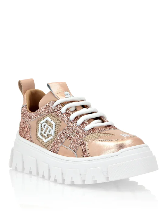 LO-TOP SNEAKERS MIX MATERIALS HEXAGON