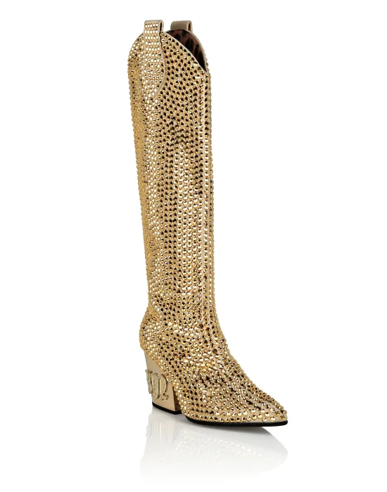 CowBoy Mid-Heel Boots  Gothic Plein with Crystals