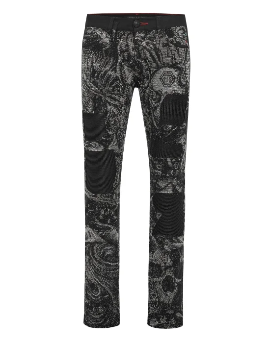 Denim Trousers Rock Star Fit with Crystals Tattoo